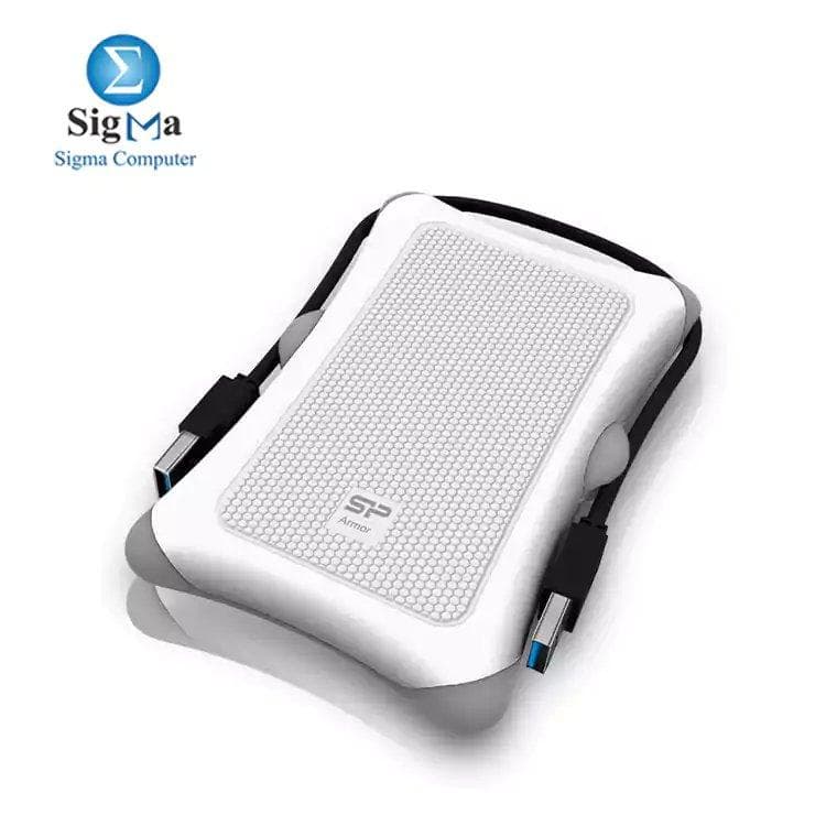 Silicon Power 2 TB External Portable Hard Drive Rugged Armor A30 Shockproof 2.5-Inch USB 3.0 ,White