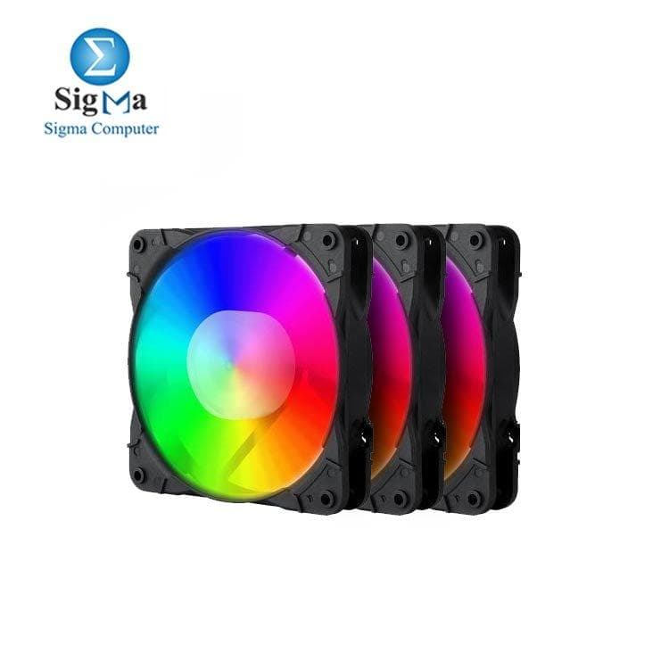 مراوح تبريد كيسة كمبيوتر ريدراجون GC-F007 عدد 3 مقاس 120mm، إضاءة RGB LED هادئة وتدفق هواء عالي