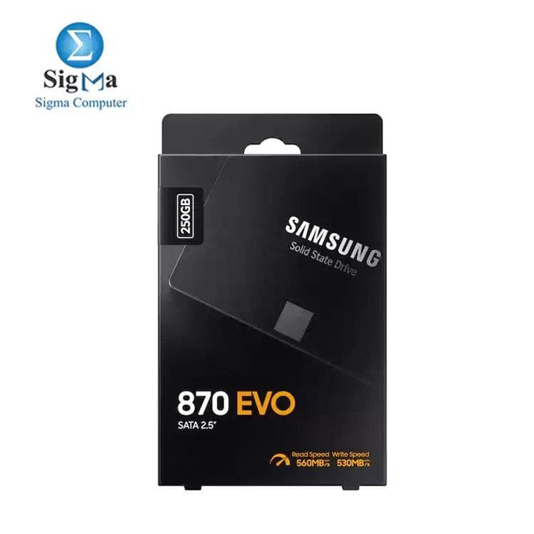 سامسونج 870 EVO سعة 250GB هارد SSD داخلي SATA III مقاس 2.5 بوصة NAND-TLC-DRAM سرعة تصل إلى 560/530 MB/s