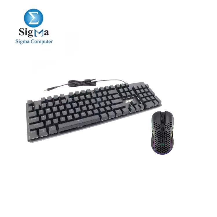كيبورد جيمنج ايسر ميكانيكال RGB أسود okb070 مع ماوس جيمنج MARVO M518 - 4800DPI - 8 أزرار قابلة للبرمجة