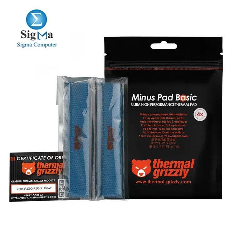 ثيرمال جريزلي Minus Pad Basic مقاس 100x20x3.0 مم، 4 قطع ثيرمال باد - TG-MP-B-120-20-30-4