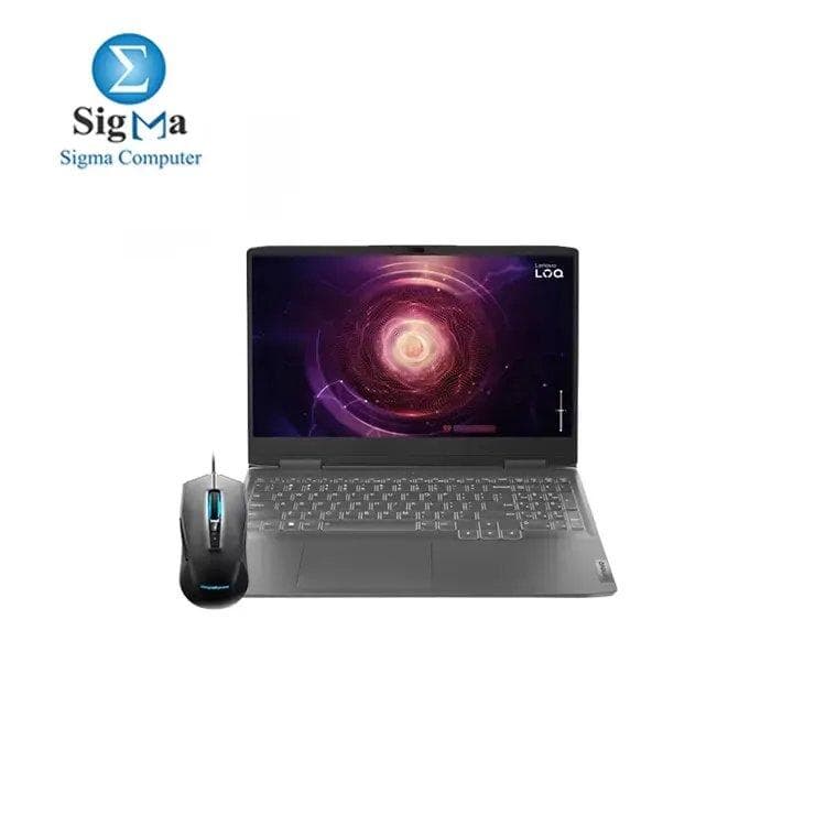 لابتوب لينوفو LOQ 15IRH8 مع شريحة LA1 AI 82XV00SBAX - معالج انتل Core i7-13620H - كرت شاشة انفيديا GeForce RTX 4050 6GB - رام 16GB DDR5-5200 - هارد 512GB SSD M.2 - شاشة 15.6 FHD IPS 144Hz - كيبورد عربي - ماوس لينوفو LOQ M100 RGB
