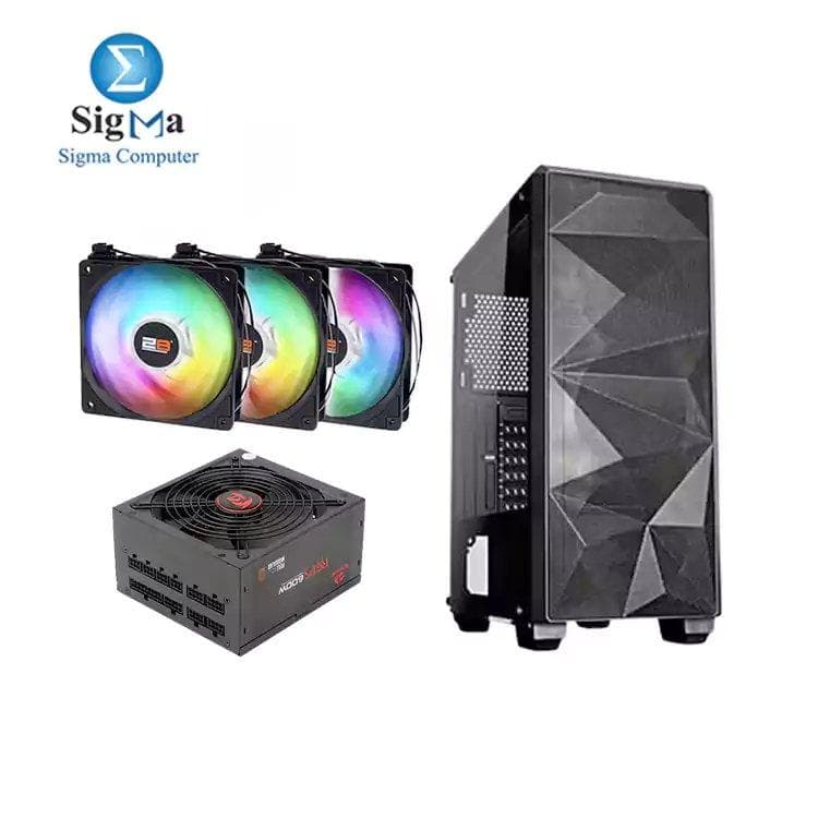 كيسة ريدراجون GC-510 بدون مراوح مع باور سبلاي ريدراجون RGPS GC-PS002 600W 80plus bronze و 3 مراوح كيسة 2B FA026 Ecstasy ARGB
