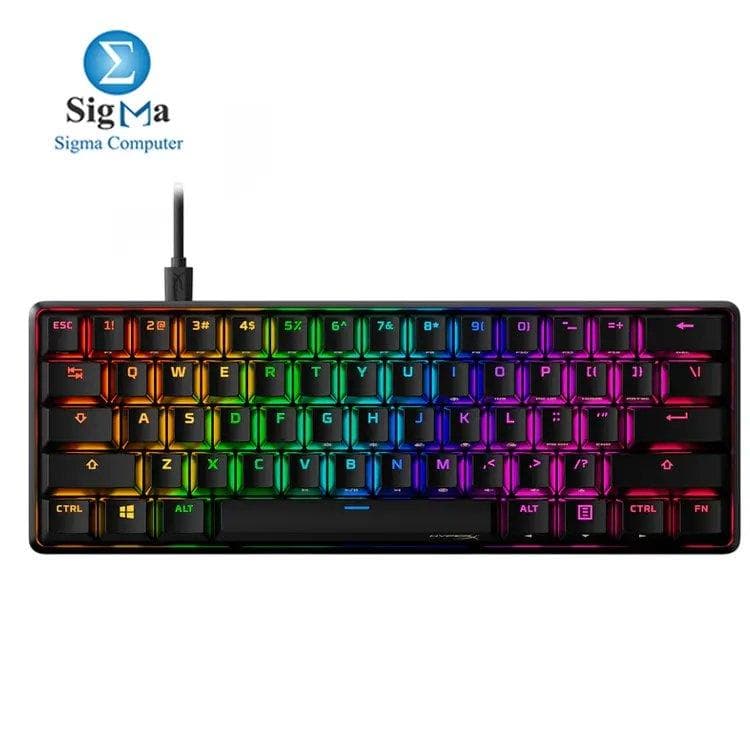 HyperX Alloy Origins 60 – 60% RGB Mechanical Keyboard (HyperX Red Linear Switches), PBT Keycaps, Onboard Memory, Detachable USB-C Cable – 6P6K8AA#A2N