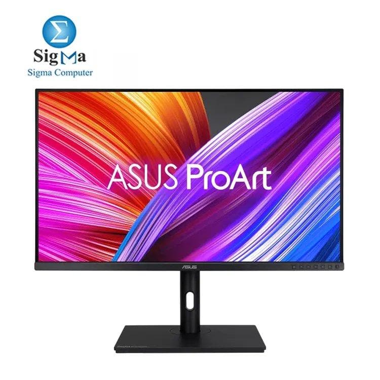 شاشة اسوس ProArt PA328QV – 32 بوصة QHD IPS، تغطية 100% sRGB و Rec.709، دقة ألوان ΔE < 2، تردد 75Hz مع Adaptive-Sync، HDR10، حامل مريح، منافذ توصيل متعددة