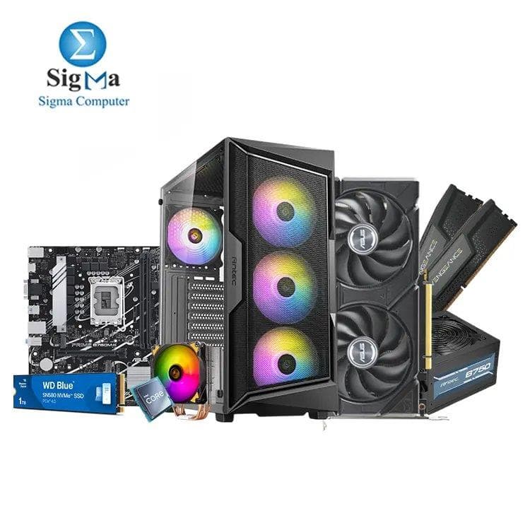 تجميعة I5 13400F / 4060 8GB - لوحة أم اسوس PRIME B760M-K-DDR5 - معالج انتل Core i5-13400F - رامات كورسير 2x8GB DDR5 5200MHz - كرت شاشة اسوس RTX 4060 8GB - هارد ويسترن ديجيتال SN580 1TB - كيسة Antec AX61 Elite وباور سبلاي Atom B750 - مبرد هوائي Silverstone SST- AR12