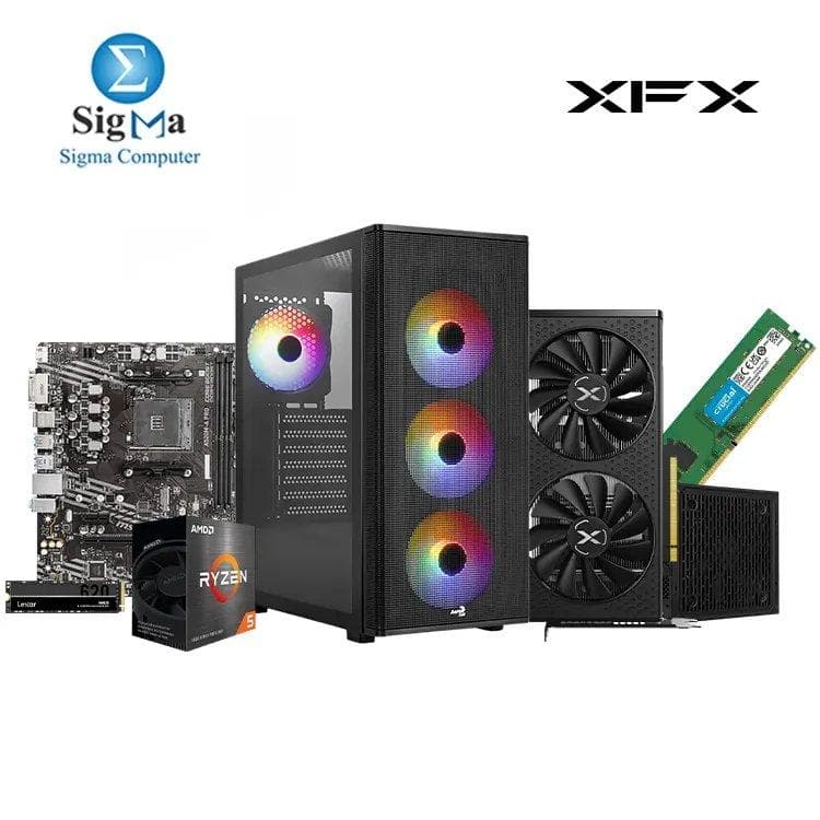 XFX Builds -08- MSI A520M-A - AMD RYZEN 5-5500 - Crucial 1x16GB 3200MHz - XFX RX 6650 XT 8G - Lexar NM620 256GB - Aerocool Designer ARGB And LUX 550W 80+PLUS BRONZE