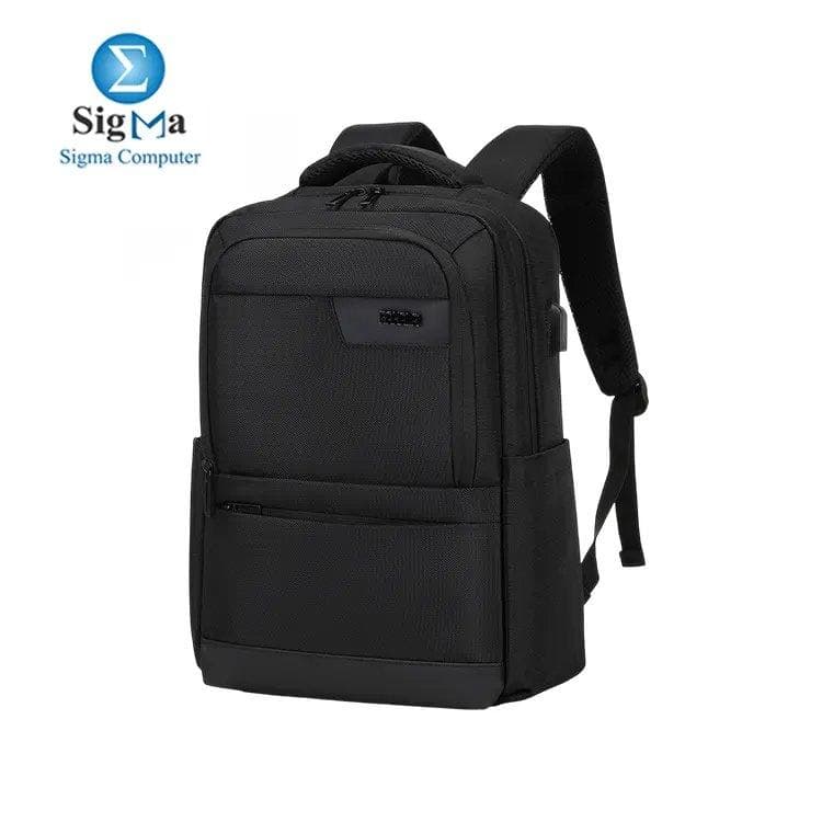 Rahala RAL-502 – Durable denim backpack with smart storage, a versatile black design, and a lightweight build (0.76 kg).