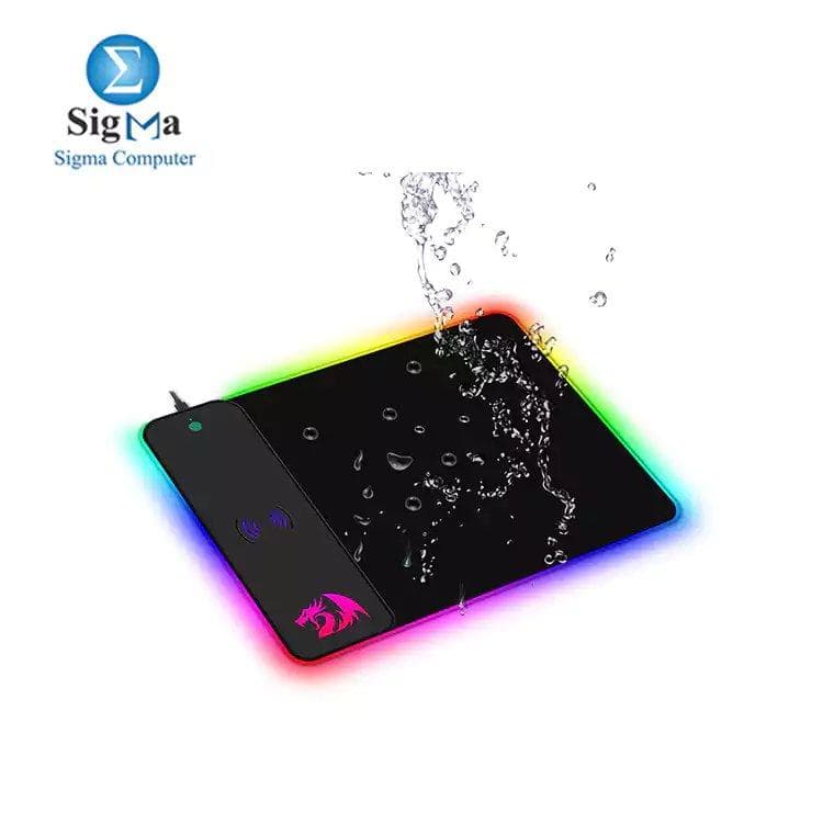 ماوس باد جيمنج ريدراجون P028 CRATER بإضاءة RGB وشحن لاسلكي سريع Qi 10W - مقاس 400x300x9mm