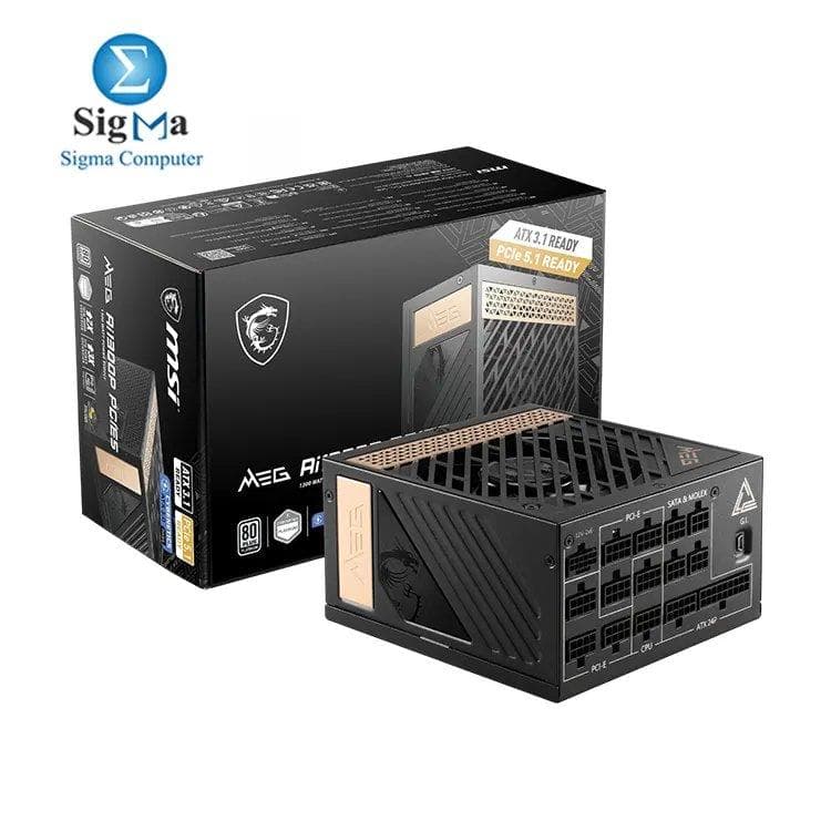 MSI MEG Ai1300P PCIE 5.1 & ATX 3.1 Gaming Power Supply - Full Modular - 80 Plus Platinum Certified 1300W - 100% Japanese 105°C Capacitors - Compact Size - ATX PSU