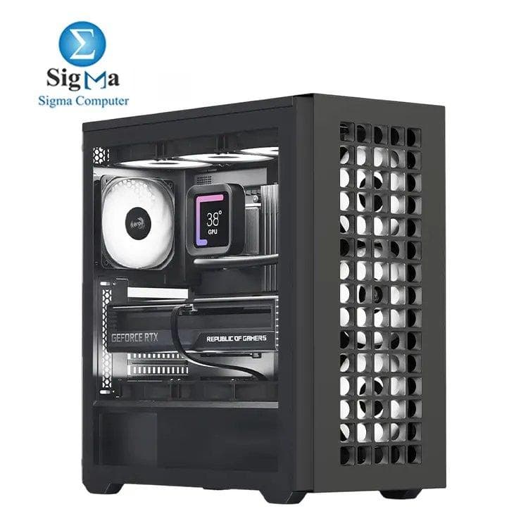 AeroCool D502A Mid Tower Case, Mesh Front Panel, 360mm Radiator Support, 11 Fan Slots, 400mm GPU, ATX/m-ATX/Mini-ITX, Magnetic Dust Filters, SPCC Steel Construction, Trendy PC Build, Black
