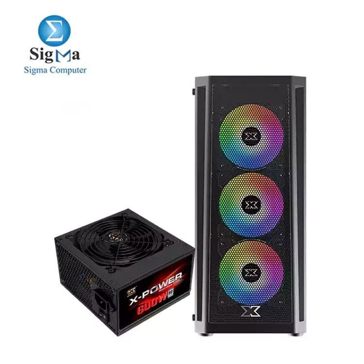 كيسة جيمنج XIGMATEK Master X MID-TOWER ARGB مع 4 مراوح + باور سبلاي 600W