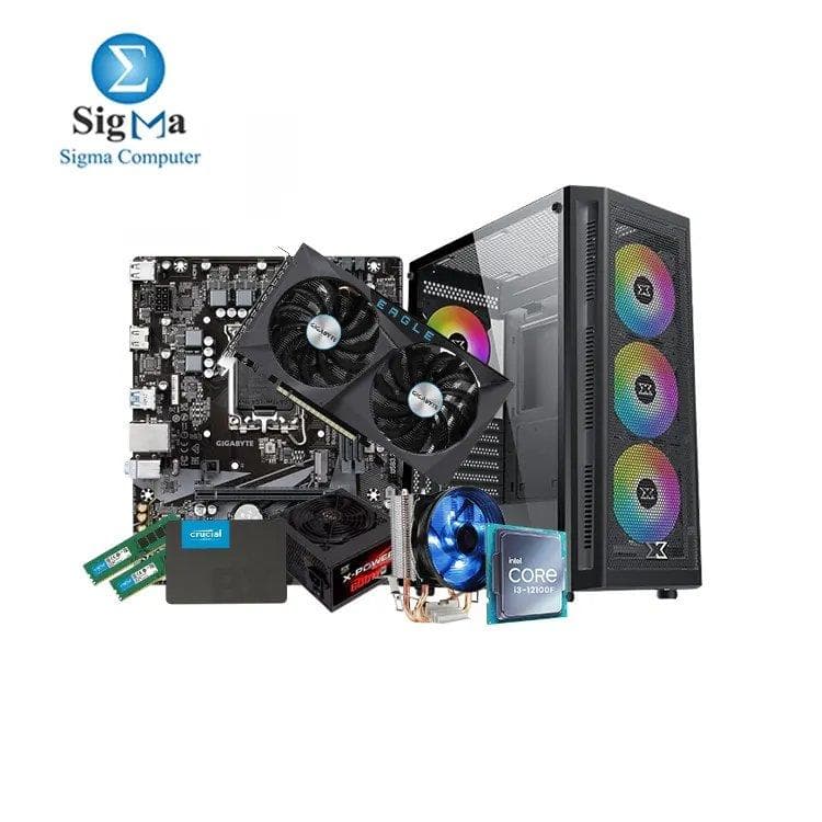 تجميعة INSOMNIA 1-Sigma PC معالج I3 12100F كرت 3050 6GB مدعومة من جيجابايت