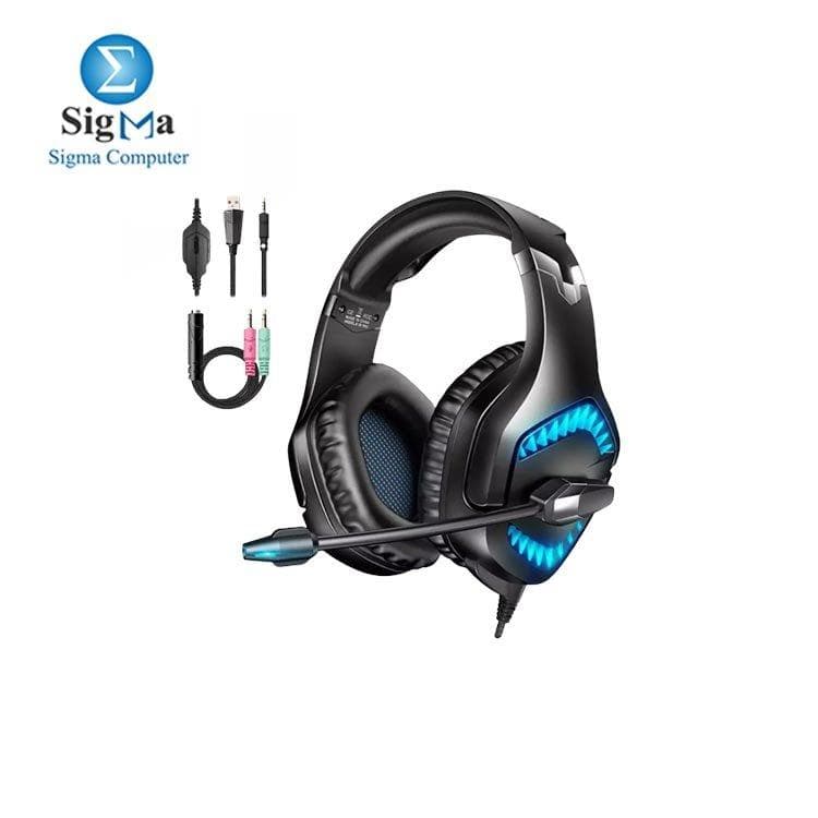 سماعة جيمنج سلكية رانموس K1B PRO بصوت محيطي 7.1، مشغلات 50 مم، ميكروفون عازل للضوضاء، طوق رأس قابل للتعديل، وتوافق مع منصات متعددة