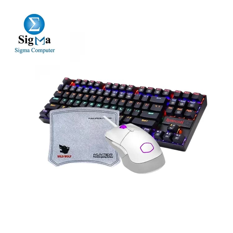 bundle KEYBOARD-REDRAGON-K552E Rainbow Black Switch + COOLER MASTER-MM310 Wired Gaming Mouse + MOUSE PAD-HUNTER-WILD WOLF