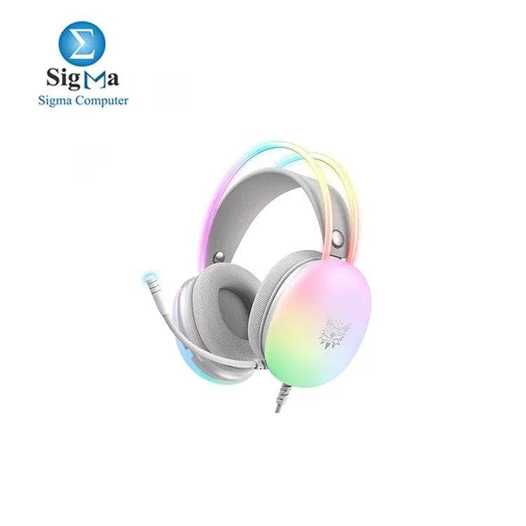 سماعة جيمنج ONIKUMA X25 بإضاءة RGB - إصدار أبيض