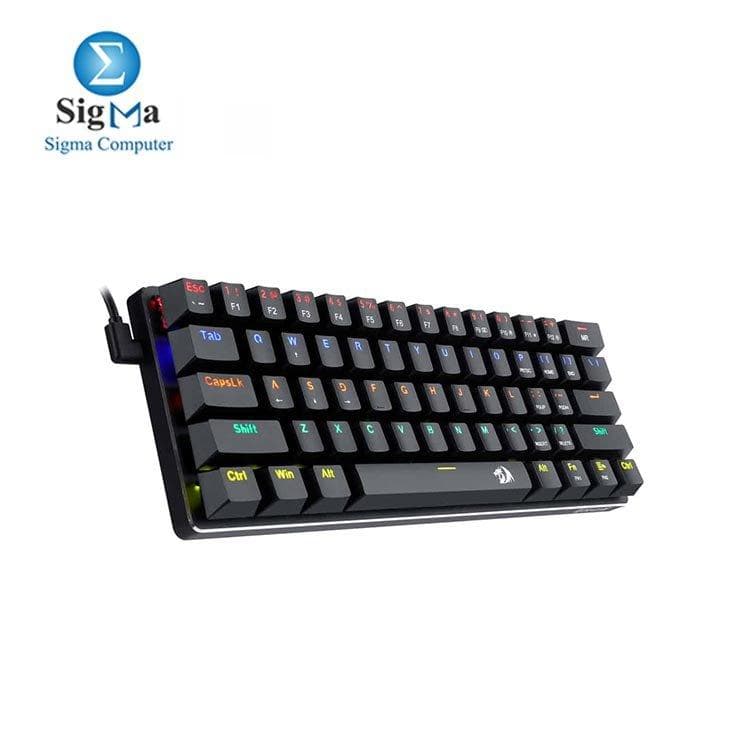 REDRAGON K613 JAX 60 Gaming Mechanical Keyboard - Red Switches - Rainbow LED Lighting - Black
