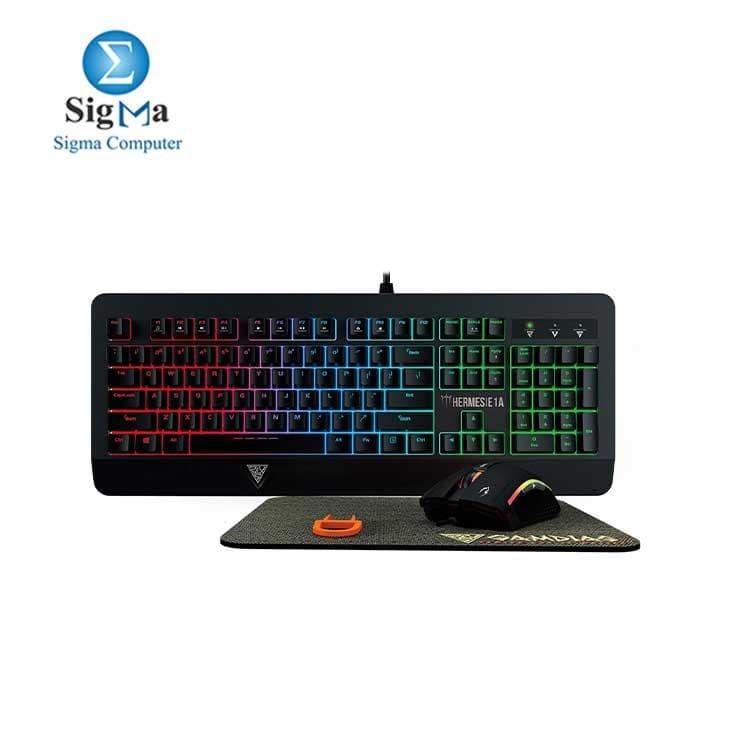 كيبورد جيمنج ميكانيكال GAMDIAS Hermes E1A مقاوم للسوائل مع ماوس Zeus E2 وماوس باد NYX E1