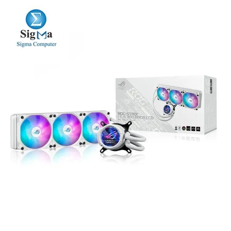 ASUS ROG Strix LC III 360 ARGB LCD White Edition All-in-one CPU Liquid Cooler - Intel LGA 1700, 1200, 115X - AMD Socket AM4, AM5 – with 2.1" IPS LCD, Asetek’s New Gen7 v2 Pump