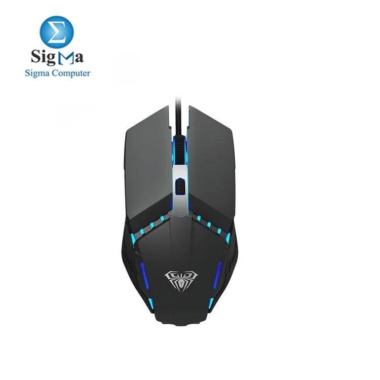 ماوس جيمنج سلكي USB من Aula S31 - أسود، دقة 7200DPI، إضاءة RGB