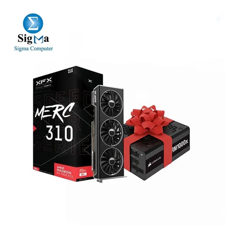 كرت شاشة XFX Speedster MERC 310 RX 7900 XTX - 24GB GDDR6 مع باور سبلاي كورسير RM1000x - 1000W 80+ Gold