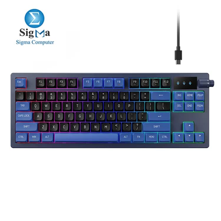 Gamdias Hermes E7 Wired Gasket 75% RGB Mechanical Keyboard, Volumn Control Knob, Hot Swappable Linear Red Switch, Backlit RGB with PBT Keycaps, Anti-ghosting with N-Key Rollover
