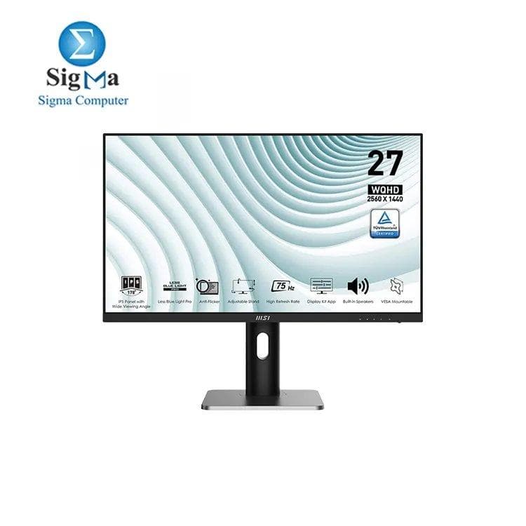 ام اس اي Pro MP273QP، شاشة 27 بوصة، 2560 x 1440 (QHD) IPS، 75Hz، حماية للعين معتمدة من TUV، 1ms، Displayport، HDMI، أسود