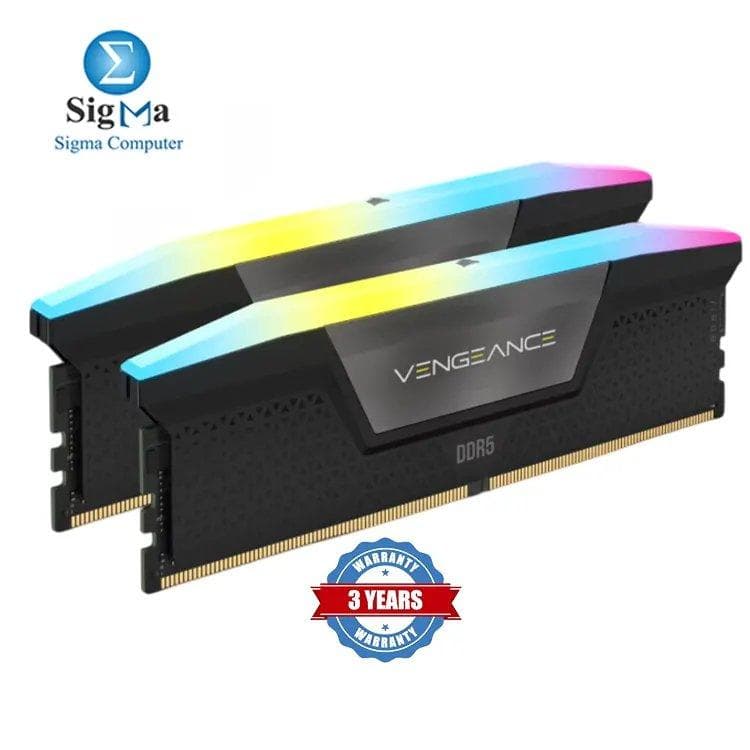 RAM-CORSAIR-48G-VENGEANCE RGB 48GB (2x24GB) DDR5 DRAM 5200MHz C38 Memory Kit-Black-CMH48GX5M2B5200C38