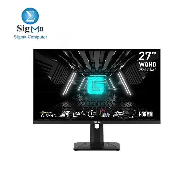 MSI G274QPX – 27-Inch QHD Rapid IPS, 240Hz refresh rate, 1ms response time, G-Sync Compatible, HDR400, adjustable stand, HDMI & DisplayPort connectivity.