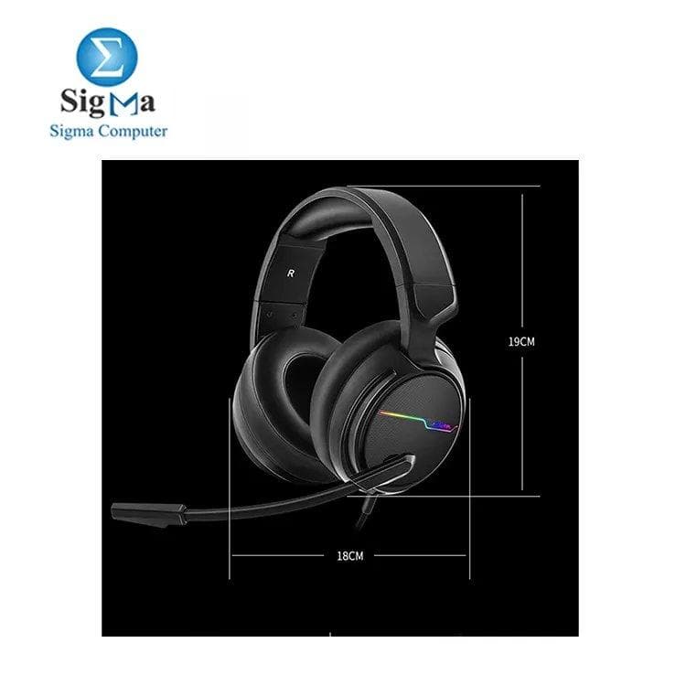 سماعة جيمنج XIBERIA V20 بمنفذ USB وصوت محيطي 7.1، إضاءة LED، ميكروفون ووسائد أذن مريحة للكمبيوتر واللابتوب