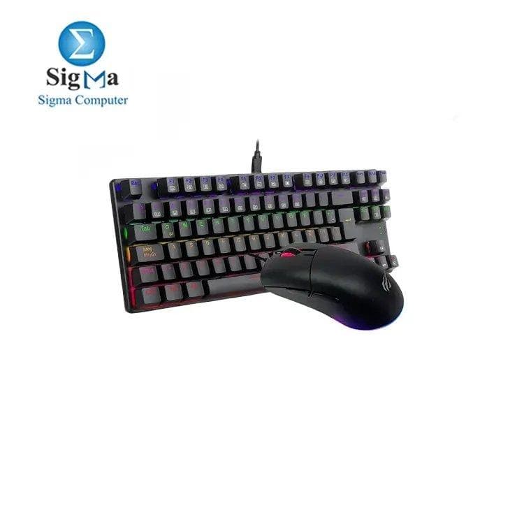 T-DAGGER TGK313 Bora Blue Switch-Rainbow Backlight with HAVIT MS1038 RGB Gaming Mouse 8000 DPI.