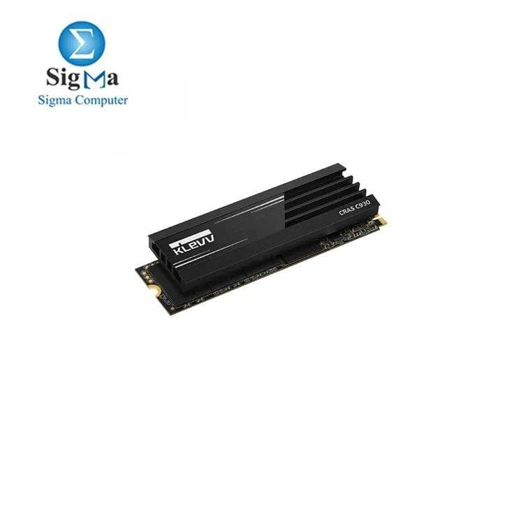 هارد KLEVV CRAS C930 سعة 1TB من نوع M.2 NVMe PCIe Gen4x4 داخلي للجيمنج مع مشتت حراري، متوافق مع PS5، سرعة تصل إلى 7400MB/s مع ذاكرة DRAM