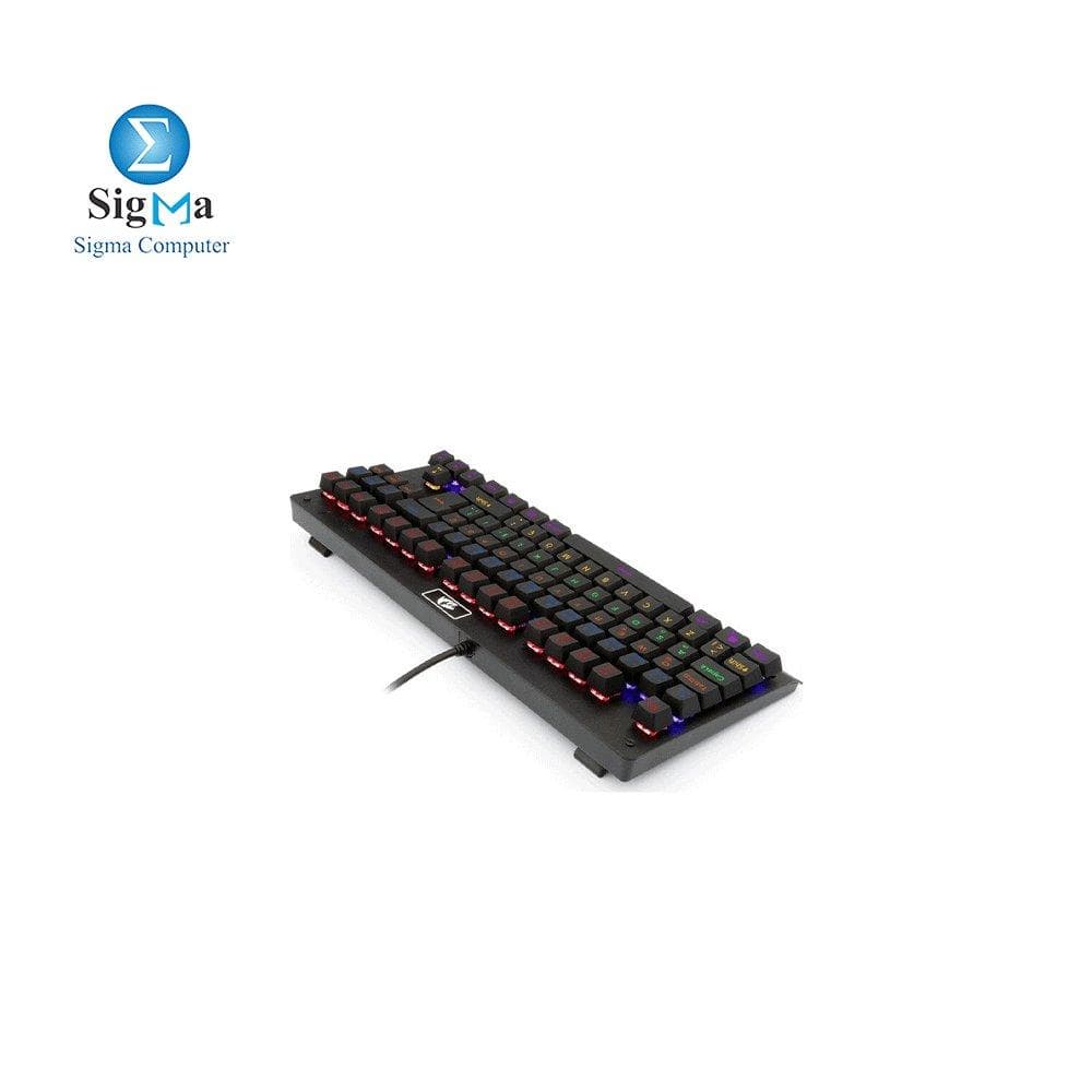 Redragon K568R Dark Avenger Tenkeyless 87‑Key Wired Mechanical Gaming Keyboard — BLUE Switches, Rainbow LED Backlight – Black