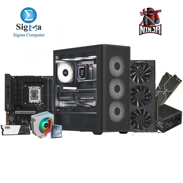 NINJA core i5 14400F RX9070 16GB -708- ASUS TUF Gaming B760M-PLUS II - Intel Core i5-14400F Tray - Lexar THOR 2x8GB DDR5 6000MHz - XFX RX 9070 16GB - KLEVV CRAS C910 500GB - AeroCool D501A With LUXPRO 750W 80+ Bronze PSU - Aerocool Cylon 4F ARGB