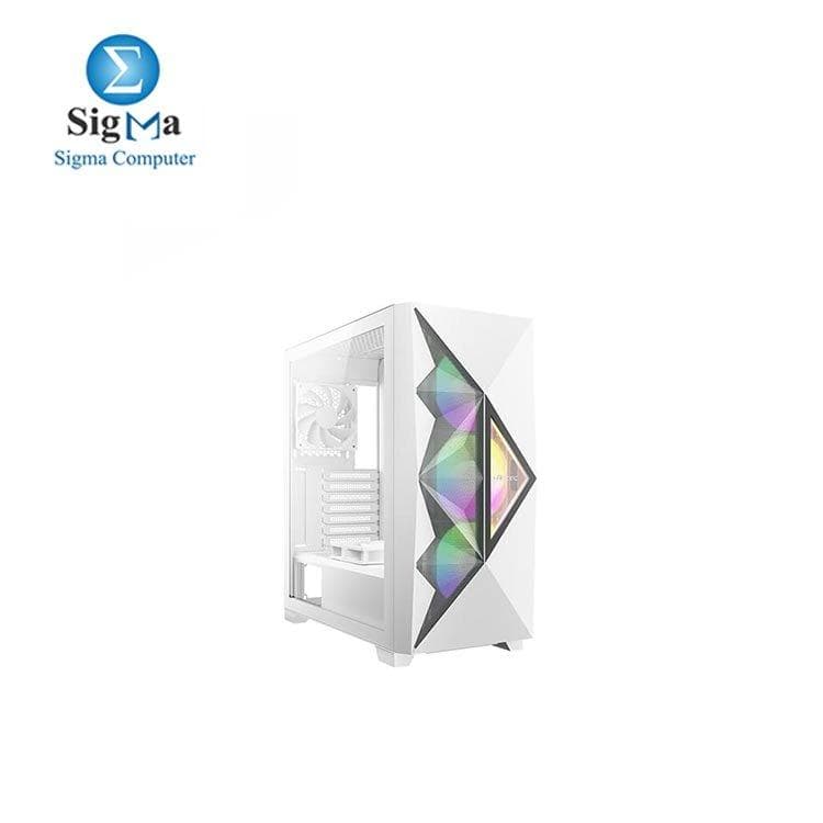 كيس جيمنج Antec DF800 Flux Mid Tower مع 5 مراوح ARGB، لون أبيض