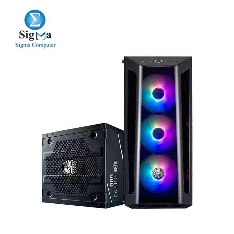 كيسة كولر ماستر MASTERBOX MB520 بـ 3 مراوح ARGB مع باور سبلاي 600W Elite V3
