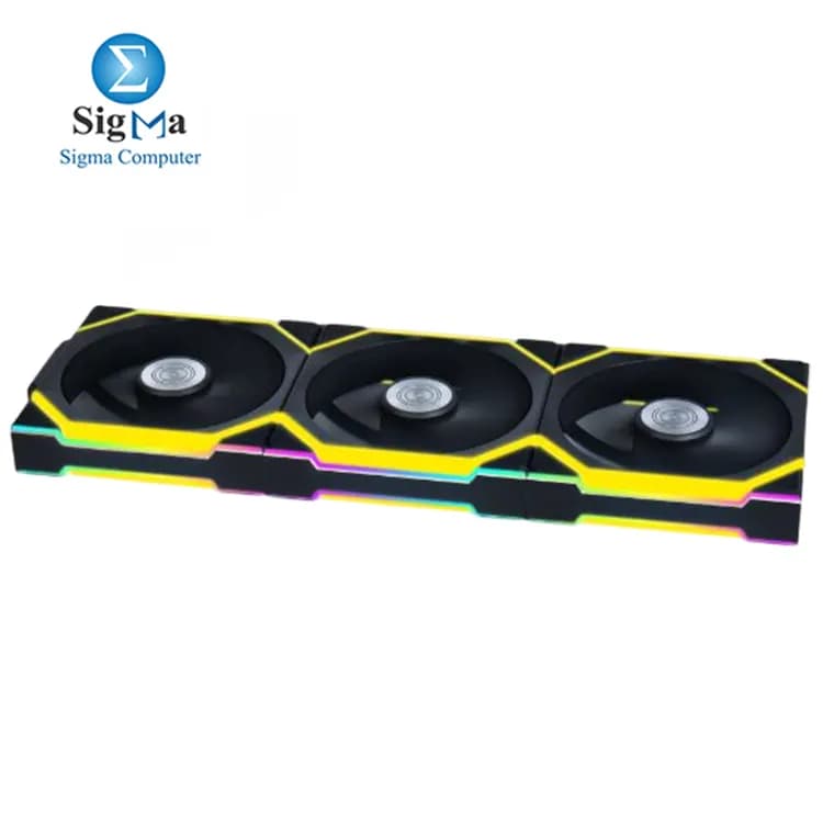 مراوح ليان لي UNI FAN SL Wireless، لون أسود، 120mm، عبوة ثلاثية مع وحدة تحكم