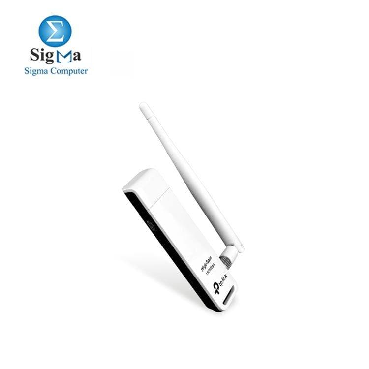 تي بي لينك TL-WN722N محول واي فاي USB عالي الأداء 150 ميجابت/ثانية - أبيض