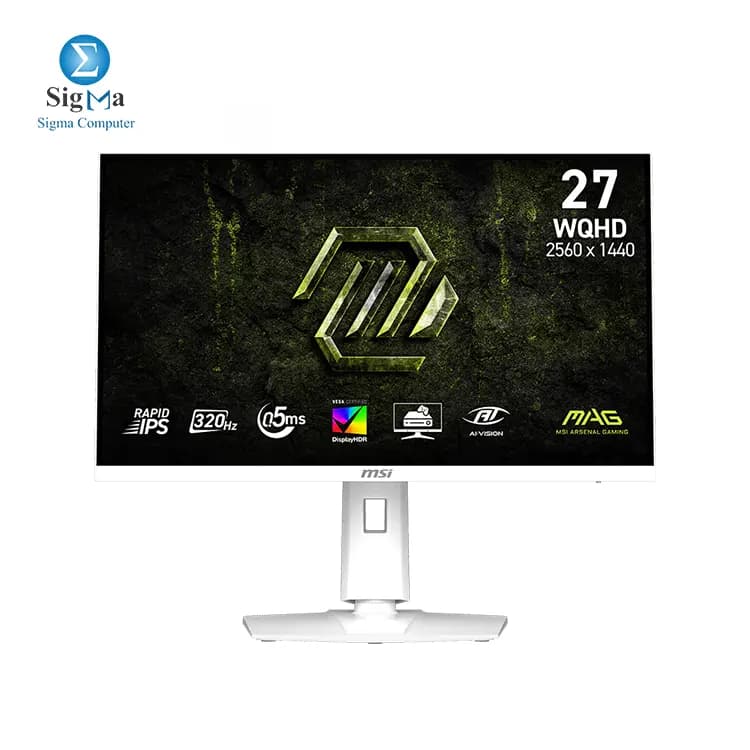 شاشة جيمنج ام اس اي MAG 274QRFW X32 مقاس 27 بوصة دقة 2560x1440 (QHD)، 320Hz، 0.5ms، لون أبيض