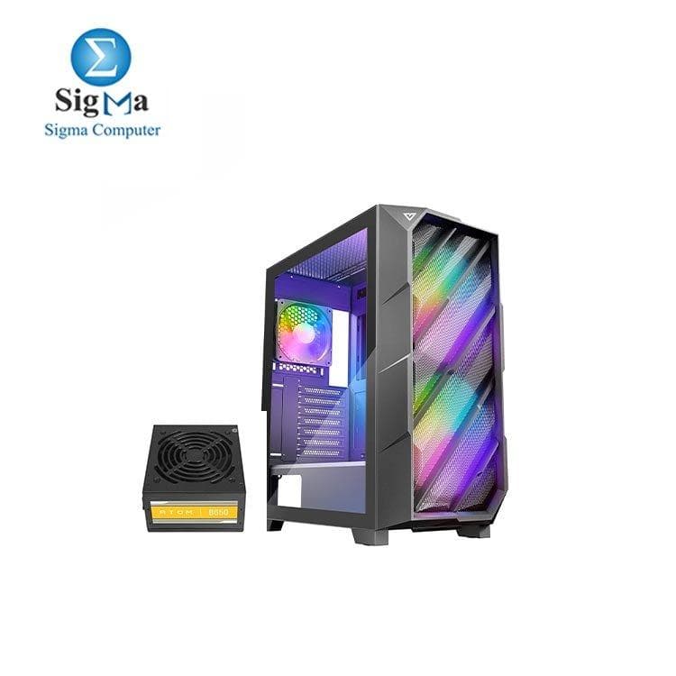 كيسة جيمنج Antec NX700 - ARGB زجاج مقوى Mid-Tower ATX مع 3 مراوح وباور سبلاي Antec Atom B650 برونز
