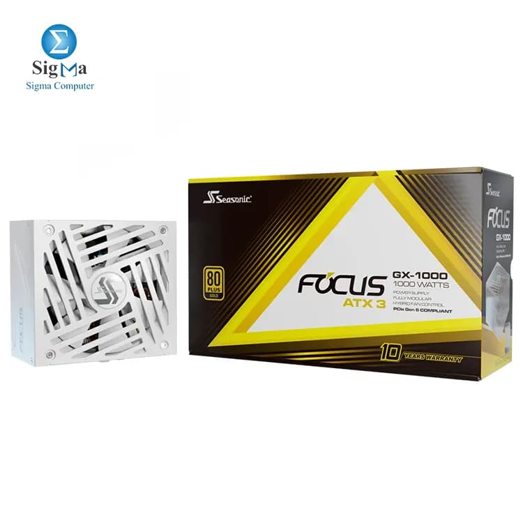 SEASONIC Focus GX-1000 ATX3 1000W Atx 3.1 80 Plus Gold Fully Modular Hybrid Fan Power White