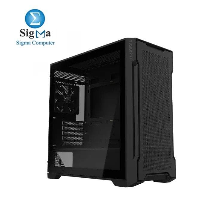 كيسة جيجابايت C102 GLASS مقاس Mid-tower بزجاج مقسى، تدعم لوحات Mini ITX/Micro ATX، كروت شاشة حتى 410mm، مبردات معالج 165mm، رادياتير 360mm، منفذين USB 3.0، وفلاتر أتربة