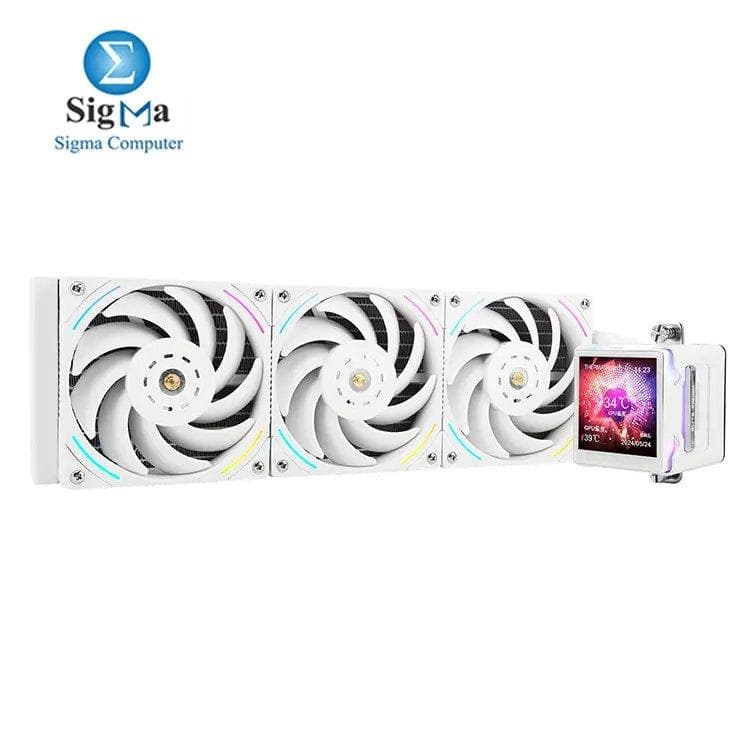 مبرد مائي Thermalright Elite Vision 360 ARGB أبيض - 360mm، رادياتير ألومنيوم، عدد 3 مراوح 120mm (2150 RPM، 69 CFM، S-FDB V2)، إضاءة ARGB