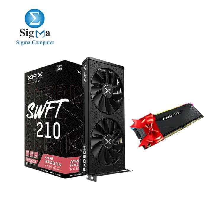 XFX SPEEDSTER SWFT 210 AMD RADEON RX 6650 XT And CORSAIR VENGEANCE RGB RS 16GB 1 x 16GB DDR4 DRAM 3200MHz C16