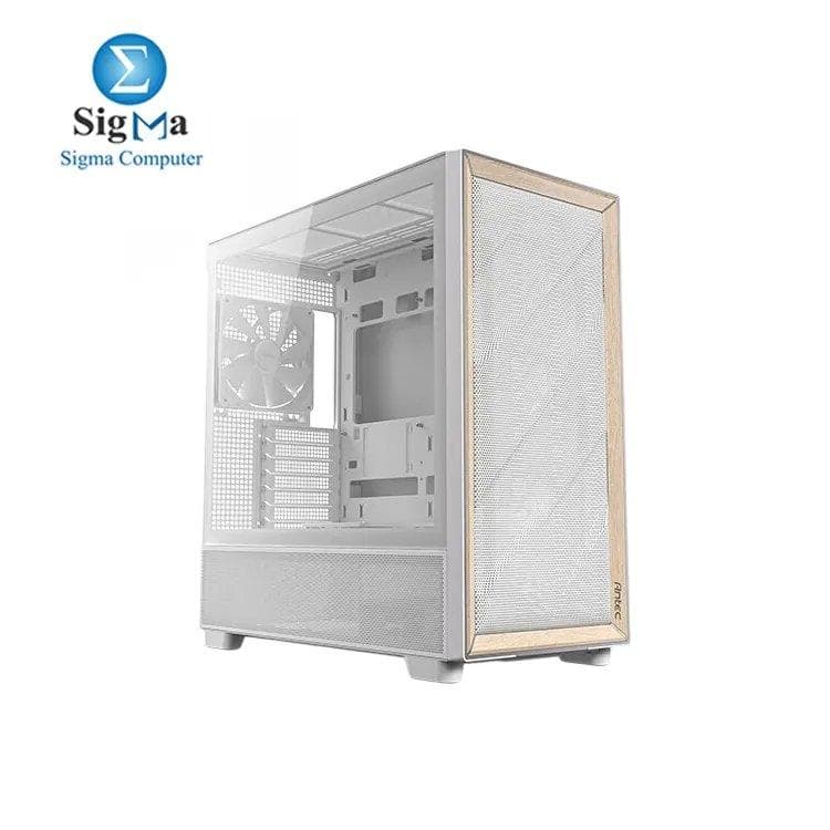 Antec Flux Wood White Mid-Tower E-ATX PC Case with 5 PWM Fans Included