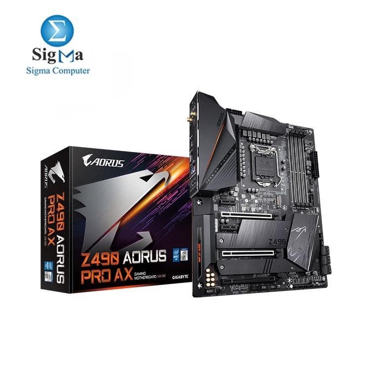 لوحة أم AORUS Z490 PRO AX بمعالج انتل LGA1200-Z490-ATX-Intel 2.5G LAN-Direct 12 Phase Digital Power-Dual M.2-SATA 6Gb-s-USB 3.2 Gen 2-Intel WiFi 6