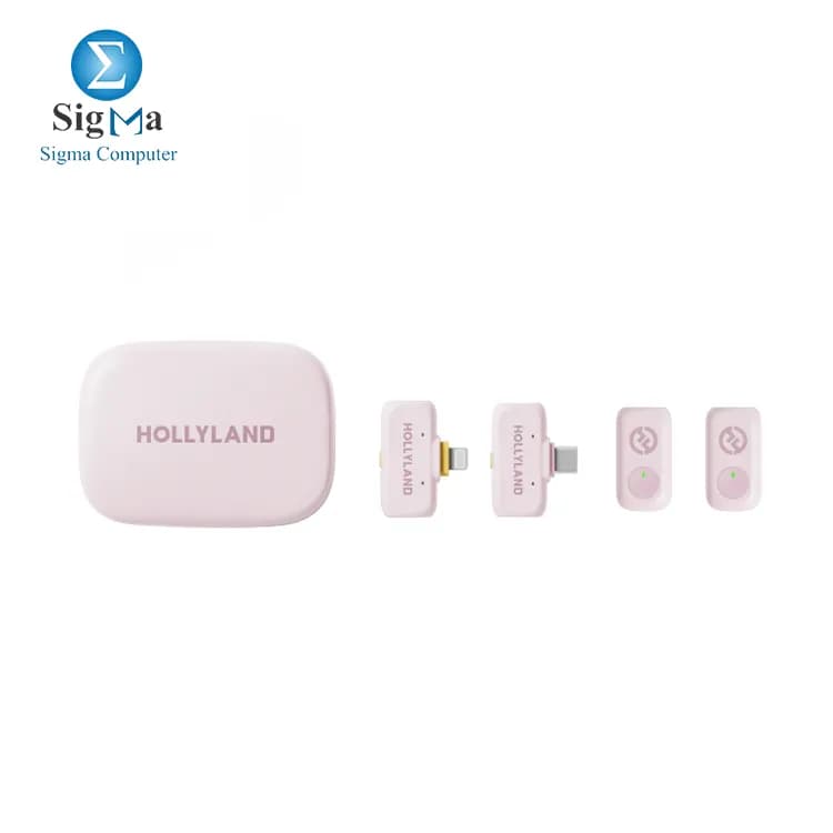 Hollyland LARK A1 Wireless Lavalier Microphone 2.4GHz 200m Range 48kHz 24bit Omnidirectional Dual Mi-CLOUD PINK
