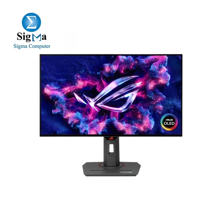 شاشة جيمنج اسوس ROG Strix OLED XG27AQDMG، مقاس 27 بوصة QHD WOLED، معدل تحديث 240Hz، زمن استجابة 0.03ms، تدعم FreeSync Premium و G-SYNC، أسود