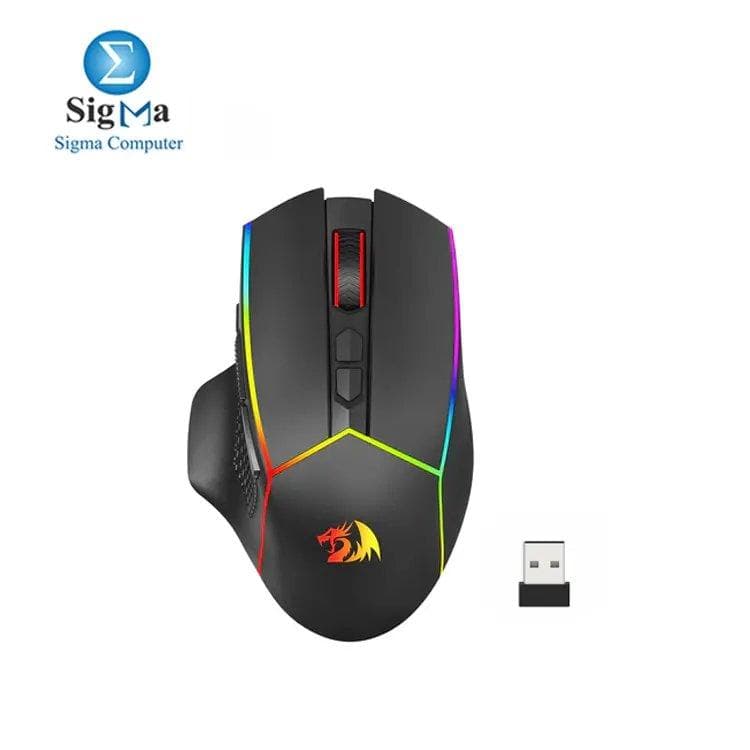 ماوس جيمنج لاسلكي ريدراجون M814، ثلاثي الوضع 2.4G/USB-C/بلوتوث مريح، دقة 8000 DPI، إضاءة RGB، قابل للبرمجة، قابل للشحن للابتوب والكمبيوتر