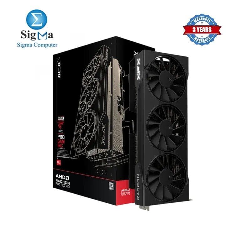 XFX SWFT AMD Radeon RX 9070 OC Black Triple Fan Gaming Edition 16GB GDDR6